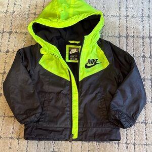 Nike Kids Fleece Lined Jacket in Black and Neon Green